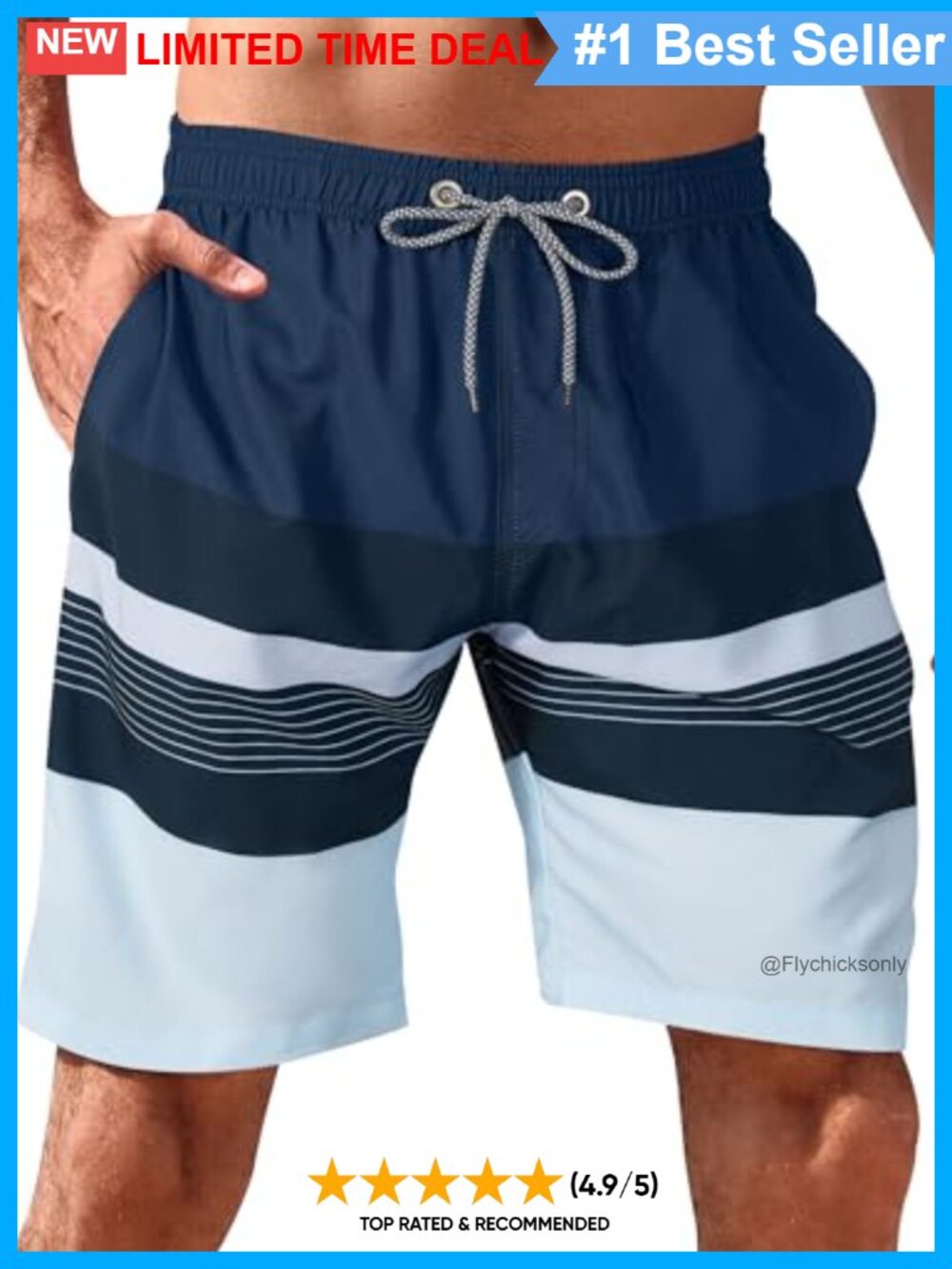 Men's Quick Dry Stretch Swim Trunks 9" Mesh Lined Board Shorts